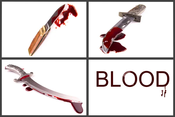 A knife smeared with blood set — Stock Photo, Image