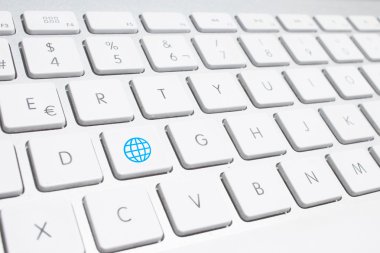 Dünya bulut kavramı klavye mavi düğme Tarih