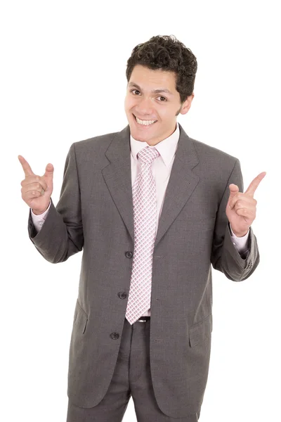 Hispanic business man pointing at something — Stock Photo, Image