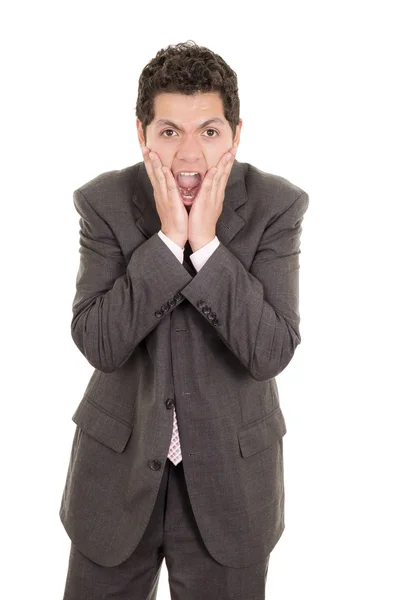 Portrait of hispanic man with shocked facial expression — Stock Photo, Image