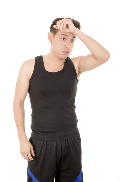 Hispanic fitness model tired after sports — Stock Photo, Image