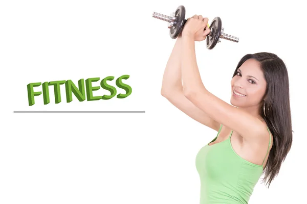 Fitness woman working out with dumbbell — Stock Photo, Image