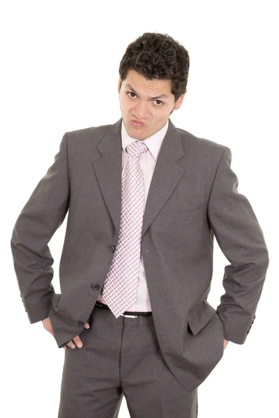 Hispanic stressed businessman in suit — Stock Photo, Image