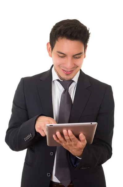 Young successful businessman with tablet, latin Royalty Free Stock Photos