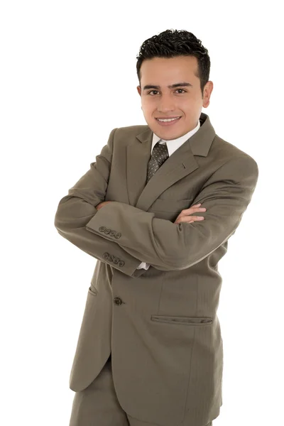 Studio portrait of a hispanic businessman crossing arms — Stock Photo, Image