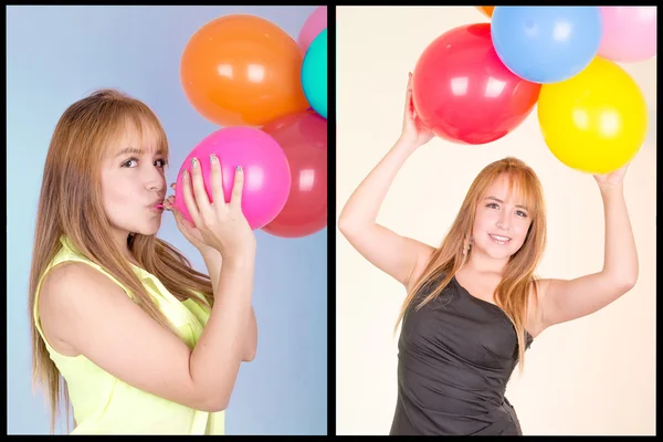 Vacker latinsk flicka med ballonger — Stockfoto