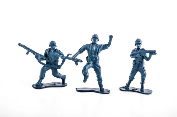 Soldados de brinquedo do exército de brinquedo azul — Fotografia de Stock