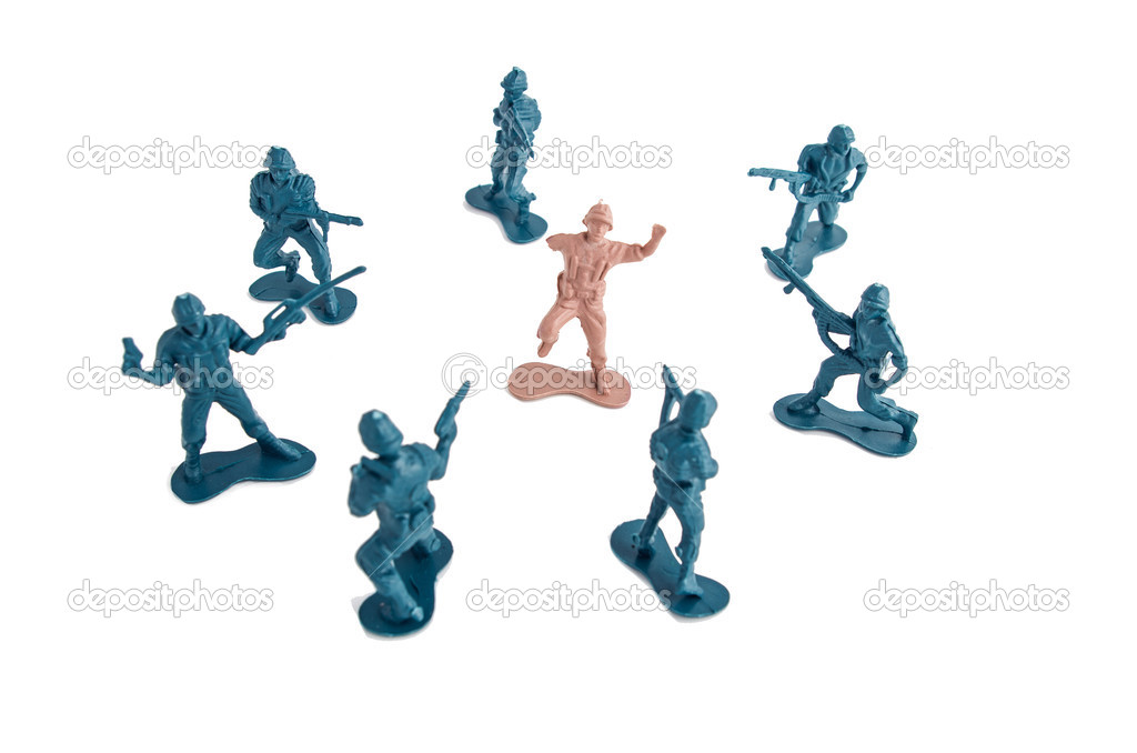 Plastic Toy Soldiers surrounding enemy
