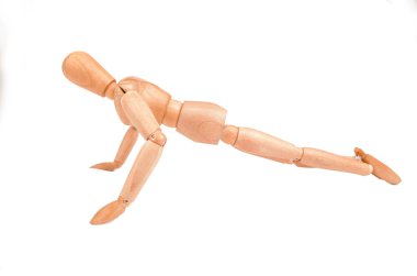 ahşap vitrin mankeni beyaz zemin üzerine izole şınav eklemli