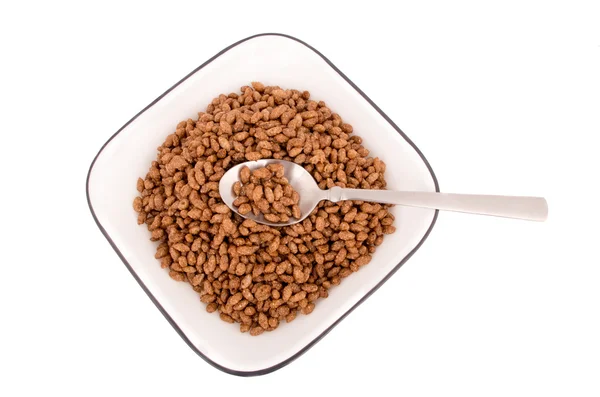 Delicioso y saludable cereal en tazón aislado en blanco — Foto de Stock