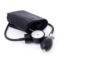 beyaz zemin üzerine siyah sthetoscope