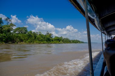 Boating on the Rio Napo River, Ecuadorian Amazon clipart