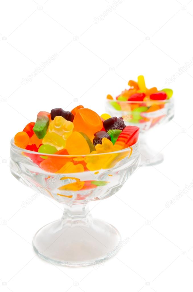 Colorful gummy bears in a cup