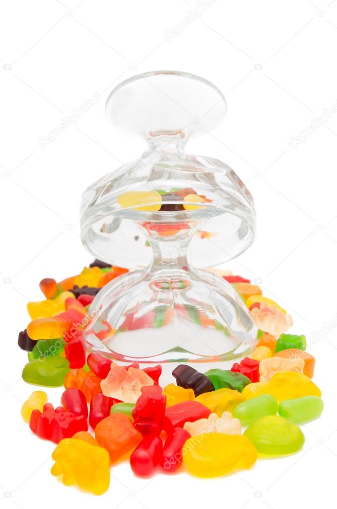 Colorful gummy bears in a cup