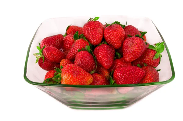 Bowl with strawberries isolated on white background — Stock Photo, Image