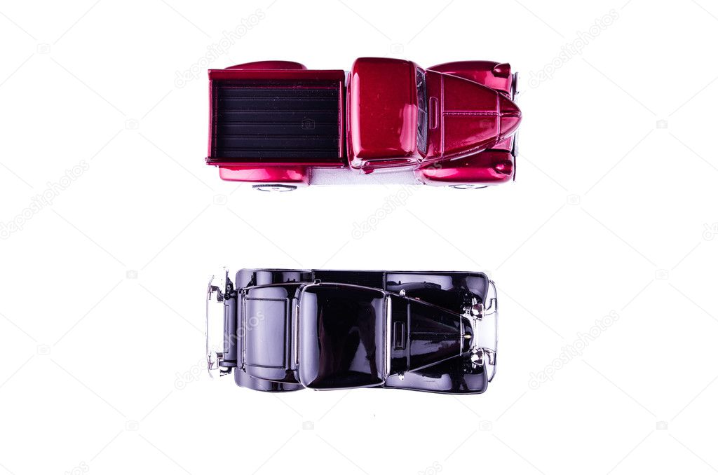 Vintage toy cars in white background