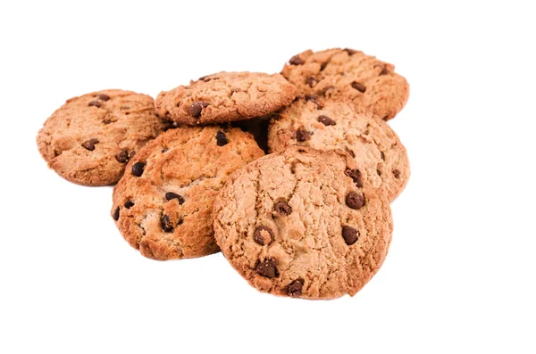 Galletas de chispas de chocolate en blanco —  Fotos de Stock