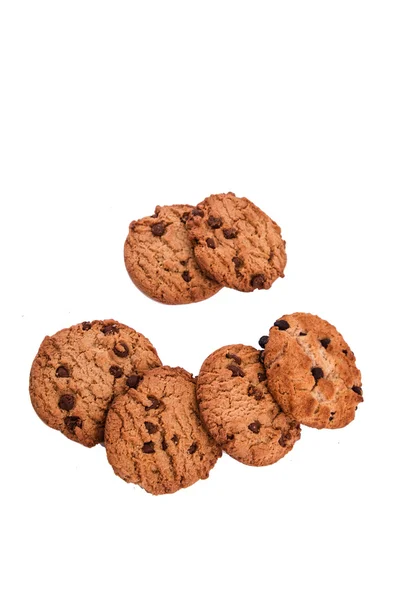 Choklad chip cookies på vitt — Stockfoto