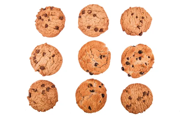 Galletas de chispas de chocolate en blanco —  Fotos de Stock