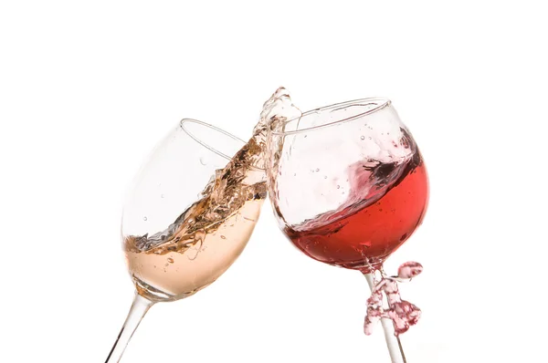 Torrada de vidro de vinho em um fundo branco — Fotografia de Stock