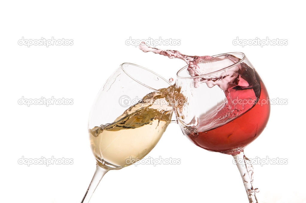 Wine glass toast on a white background