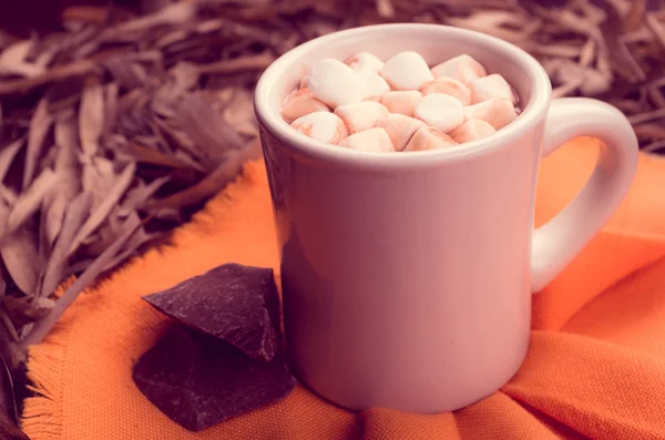 Marshmallows bovenop een kop warme chocolademelk — Stockfoto