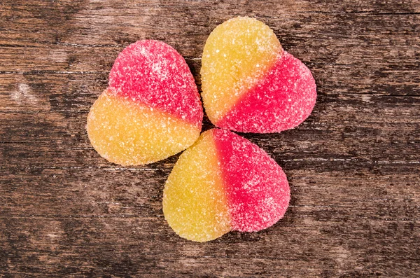 Gummy gelé godis hjärtan — Stockfoto