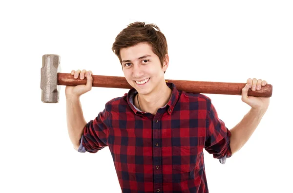 Un hombre con un martillo —  Fotos de Stock