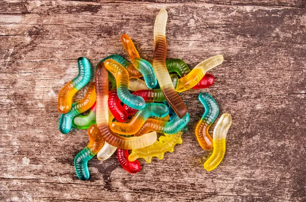 Gummy jelly candy worms — Stock Photo, Image