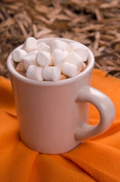 Marshmallows bovenop een kop warme chocolademelk — Stockfoto