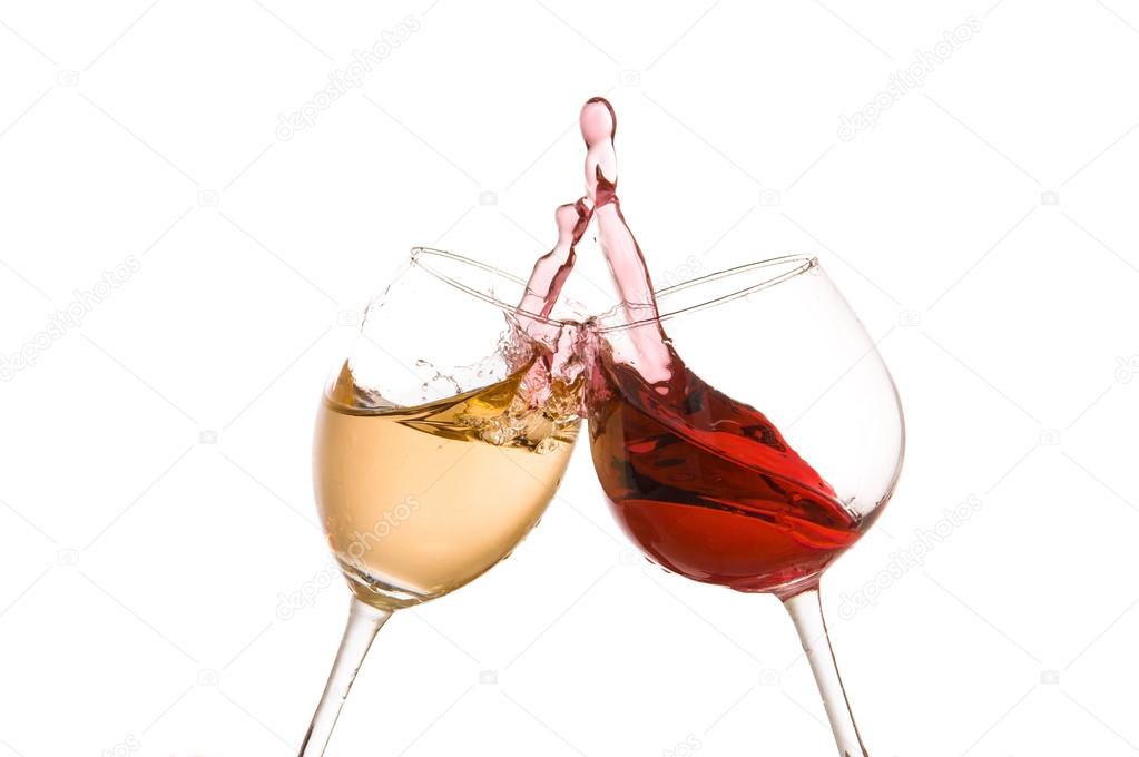 Wine glass toast on a white background