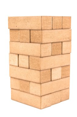 geleneksel Jenga Kulesi beyaz zemin üzerine