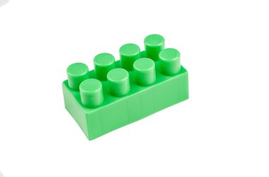 Yeşil Beyaz bir arka plan üzerinde Lego blok bina