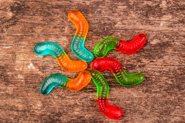 Gummy jelly candy worms — Stock Photo, Image