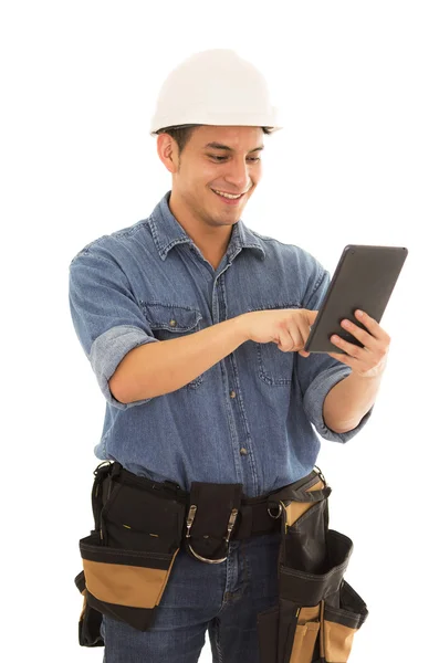 Handyman with tablet — Stock Photo, Image