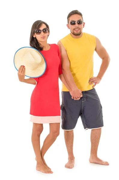 Couple on beach outfit — Stock Photo, Image