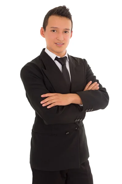 Hispanic man in a  black suit — Stock Photo, Image