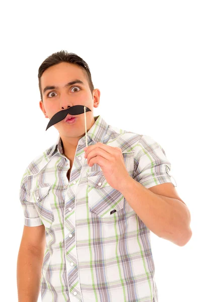 Party man with prop mustache — Stock Photo, Image