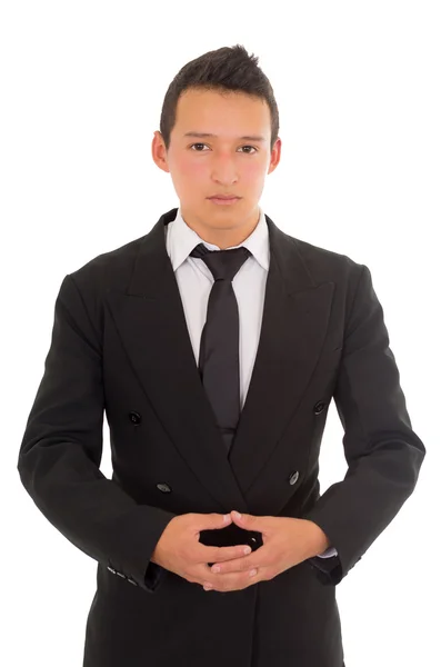 Hispanic man in a  black suit — Stock Photo, Image