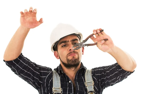 Handyman with plyers — Stock Photo, Image