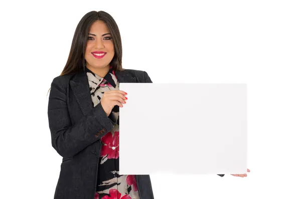 Woman with blank sign — Stock Photo, Image