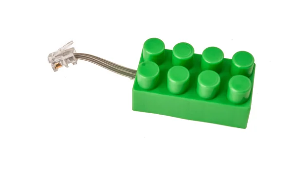 Telefoon kabel lego baksteen — Stockfoto