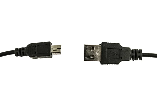 Zwarte usb kabel geïsoleerd op wit — Stockfoto