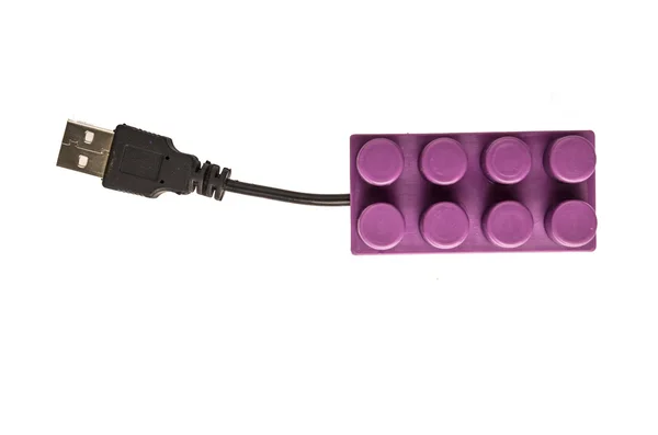 Blocco di costruzione viola cavo usb — Foto Stock