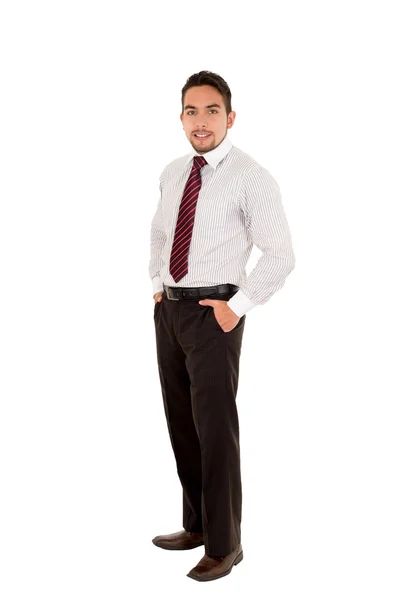 Hombre latino guapo usando una corbata roja —  Fotos de Stock