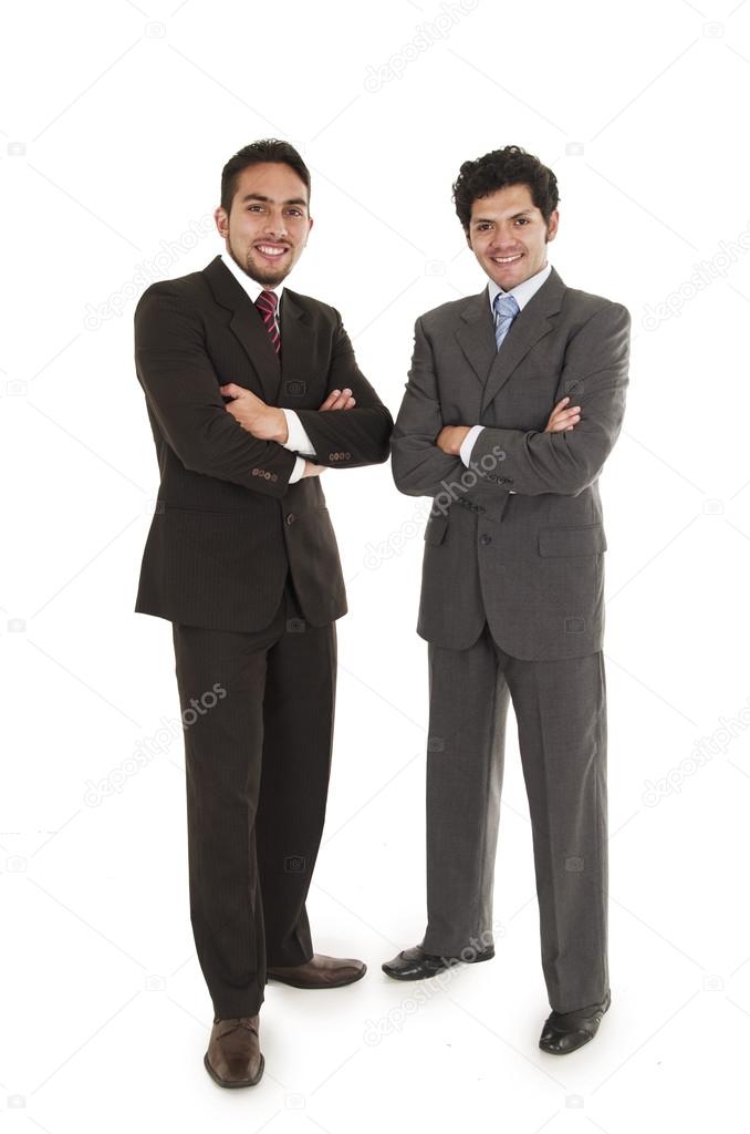 two elegant men in suits posing