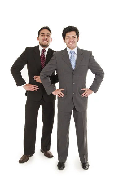 Два элегантных человека в костюмах позируют — стоковое фото