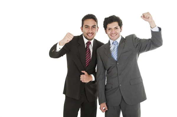 Twee elegante mannen in pakken poseren — Stockfoto