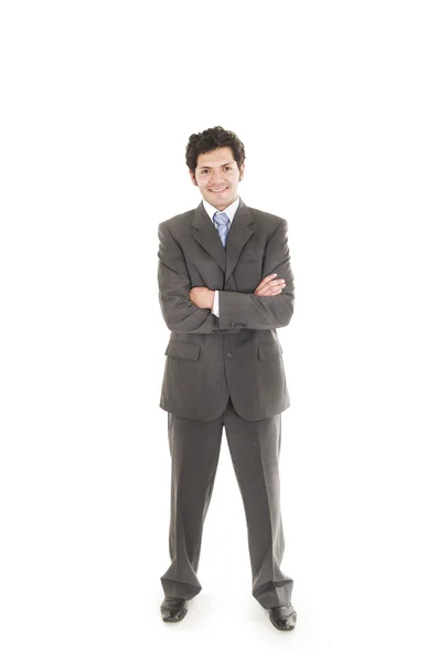 Latijns-man in een pak poseren — Stockfoto