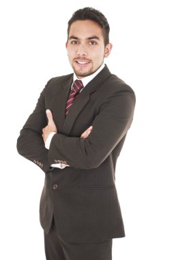 Genç Latin asıllı yakışıklı bir takım elbise